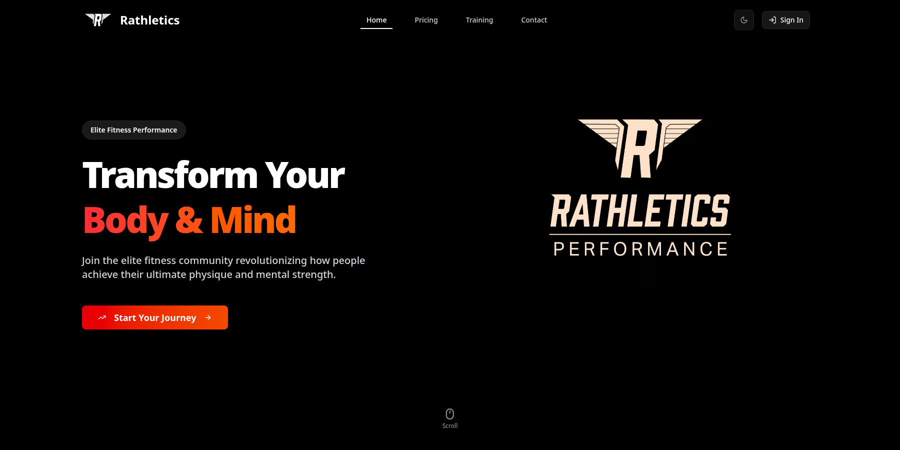 Rathletics Fit website desktop view